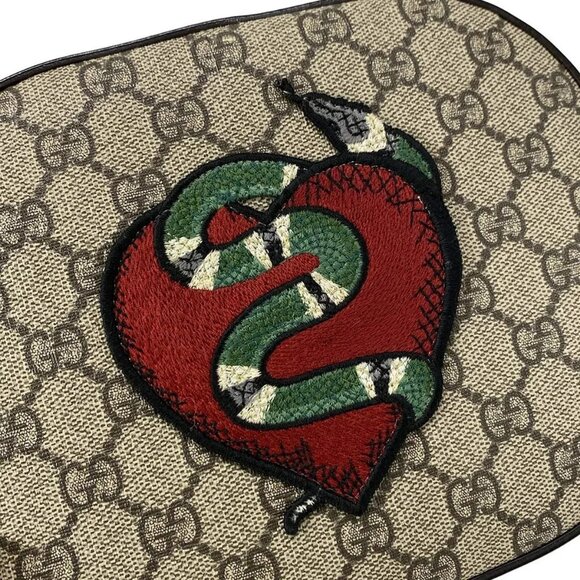 Auth GUCCI Holiday Collection GG Supreme Canvas Mini Chain Bag 409535 Beige Red - Picture 14 of 16